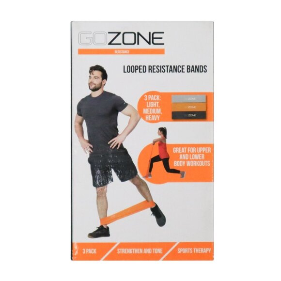 GoZone Looped Resistance Bands 3 Pack 4in x 16.5in Closed Loop GZE-2061 - Picture 1 of 3